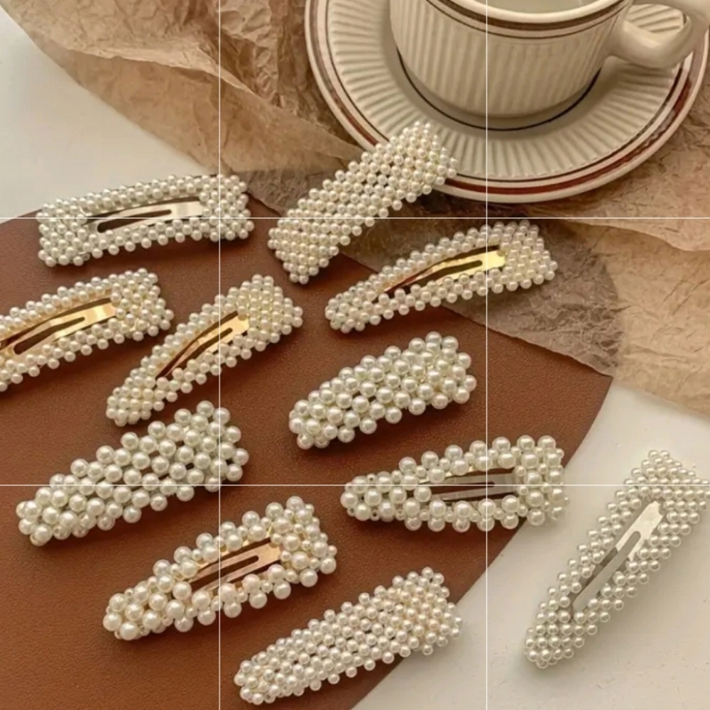 10 Faux Pearl Hair Clips